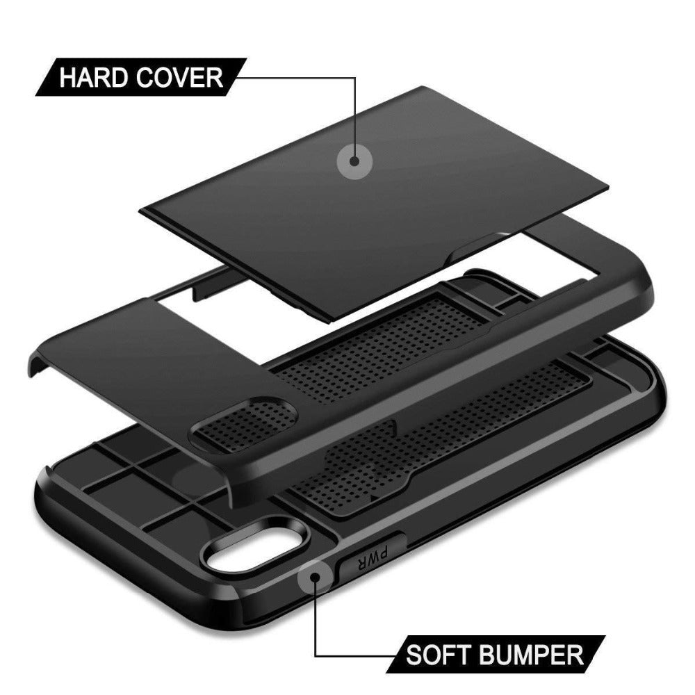 Dual-Layer Armor Phone Case with Card Slot for iPhone