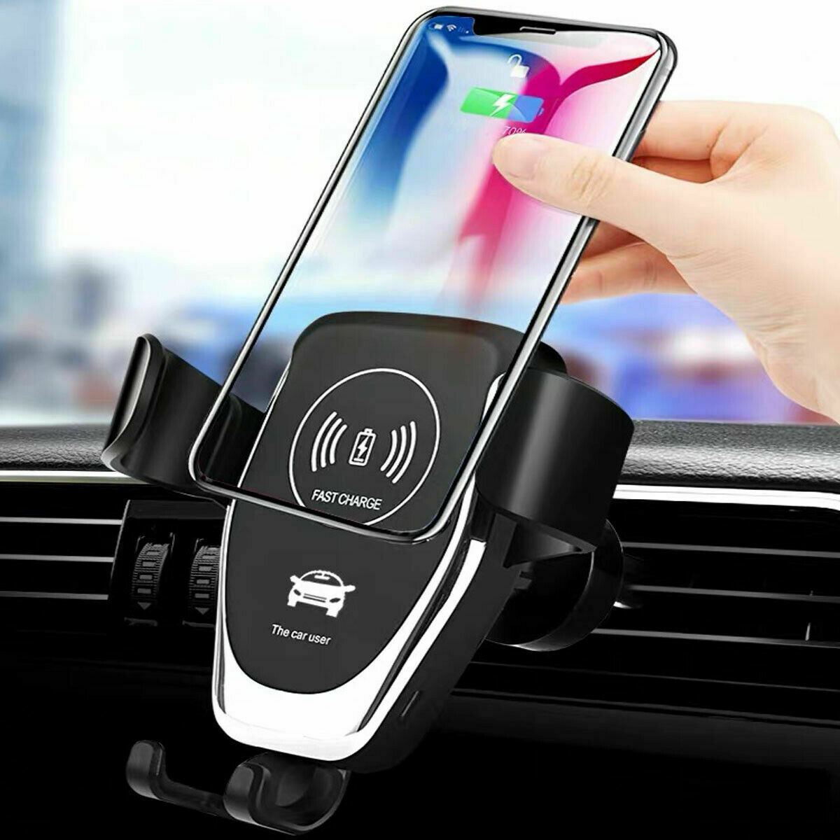 Auto-Clamping Phone Mount with 10W Qi Fast Charger