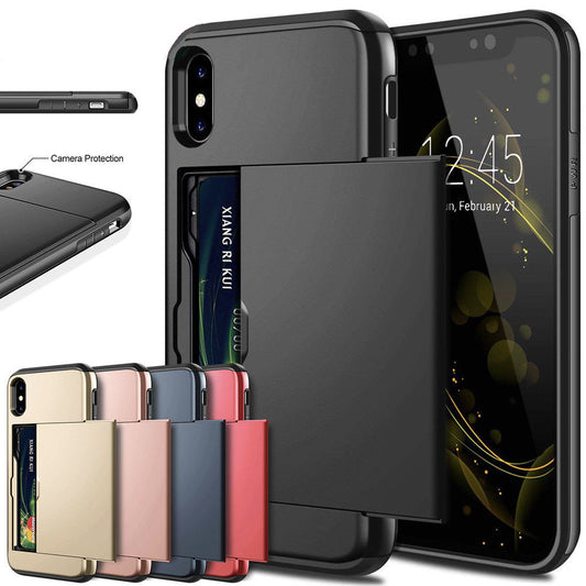 Dual-Layer Armor Phone Case with Card Slot for iPhone